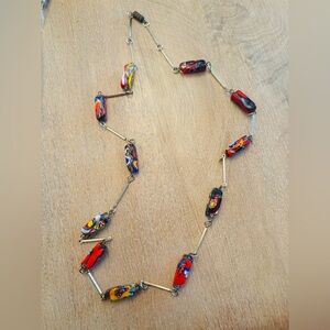 Vintage Venetian millefiori murano glass beads necklace